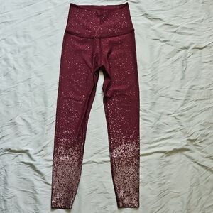 Beyond Yoga Maroon and Gold Patterned Leggings, Size S